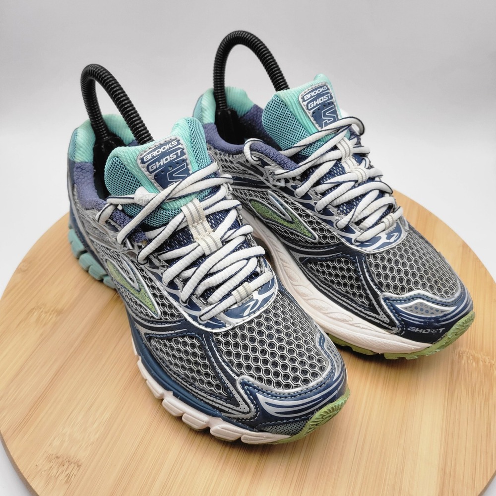 Brooks Ghost 5 Womens Running Shoes Blue Silver Mint 1201131B944 Size 5.5